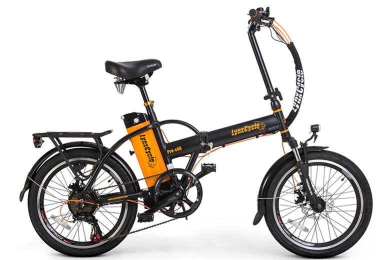 אופניים חשמליים lynxcycle מבית מגנום בצבע שחור כתום