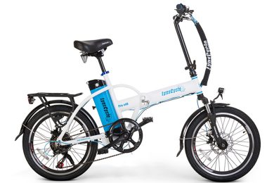 אופניים חשמליים lynxcycle מבית מגנום בצבע לבן תכלת