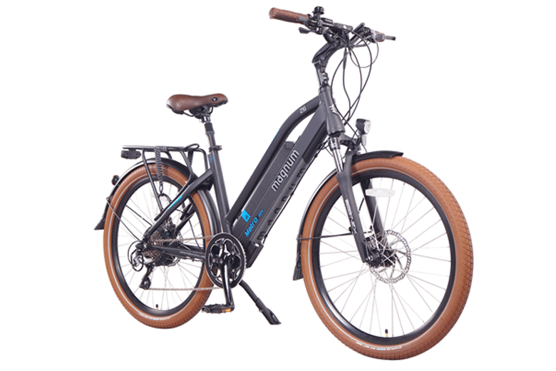 אופניים חשמליים מטרו בצבע שחור מהצד